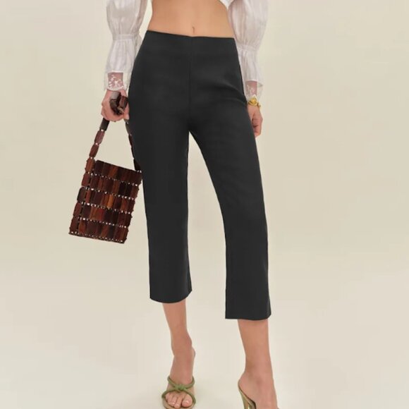 Reformation Pants - Reformation Size 8 Petra Linen Low Rise Pedal Pusher Pant